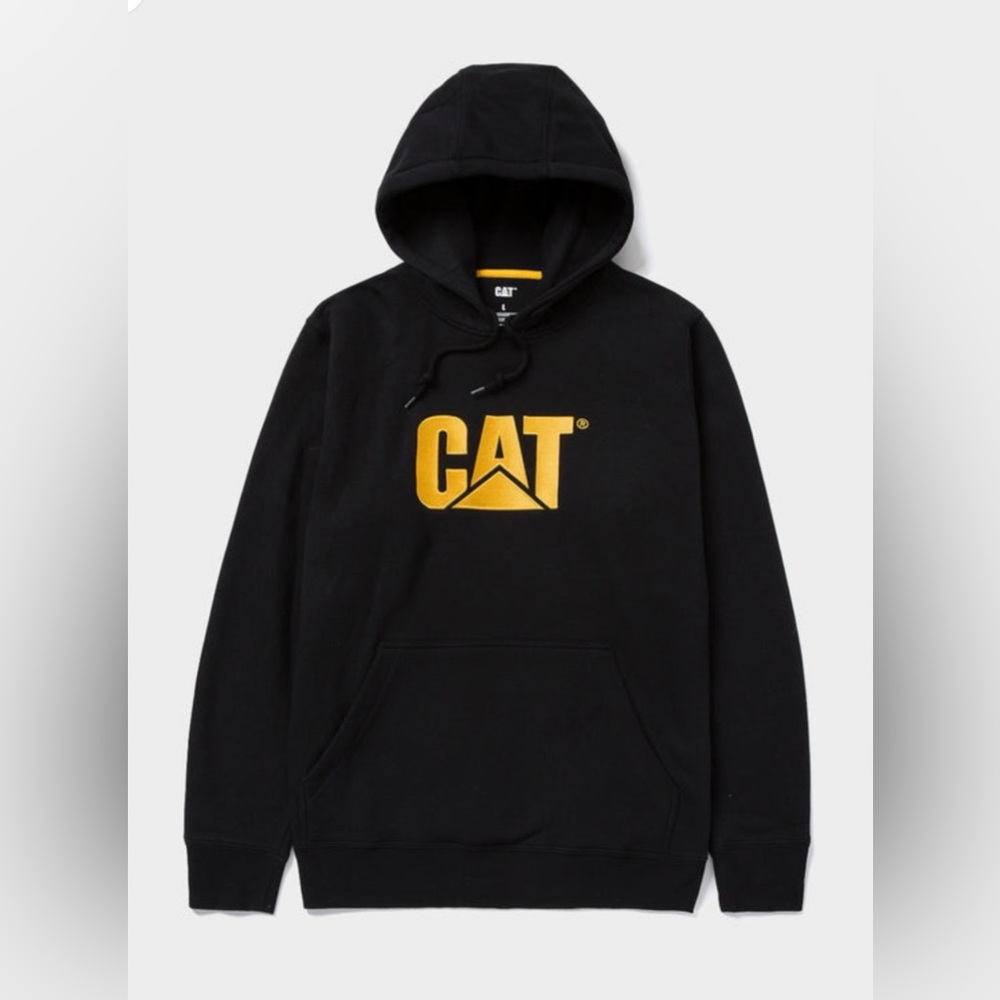 CAT, Black Hooded Sweatshirt, Size: XL
